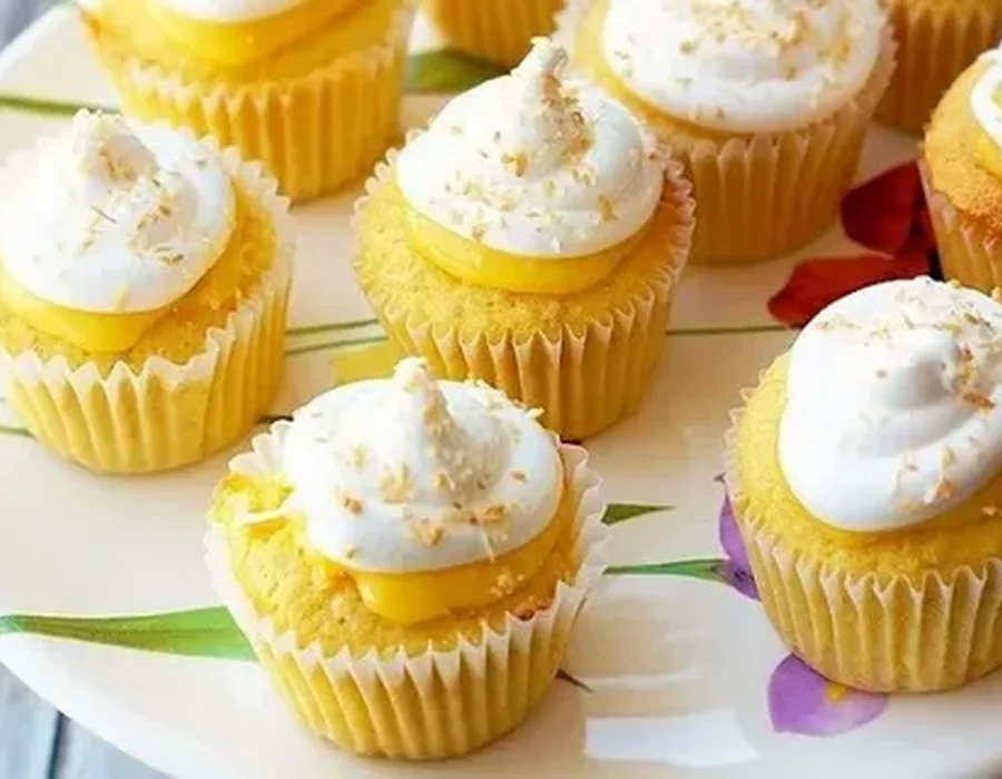 Lemon cupcakes with swirled frosting
