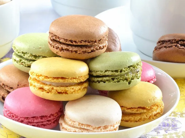 Plate of colorful macarons